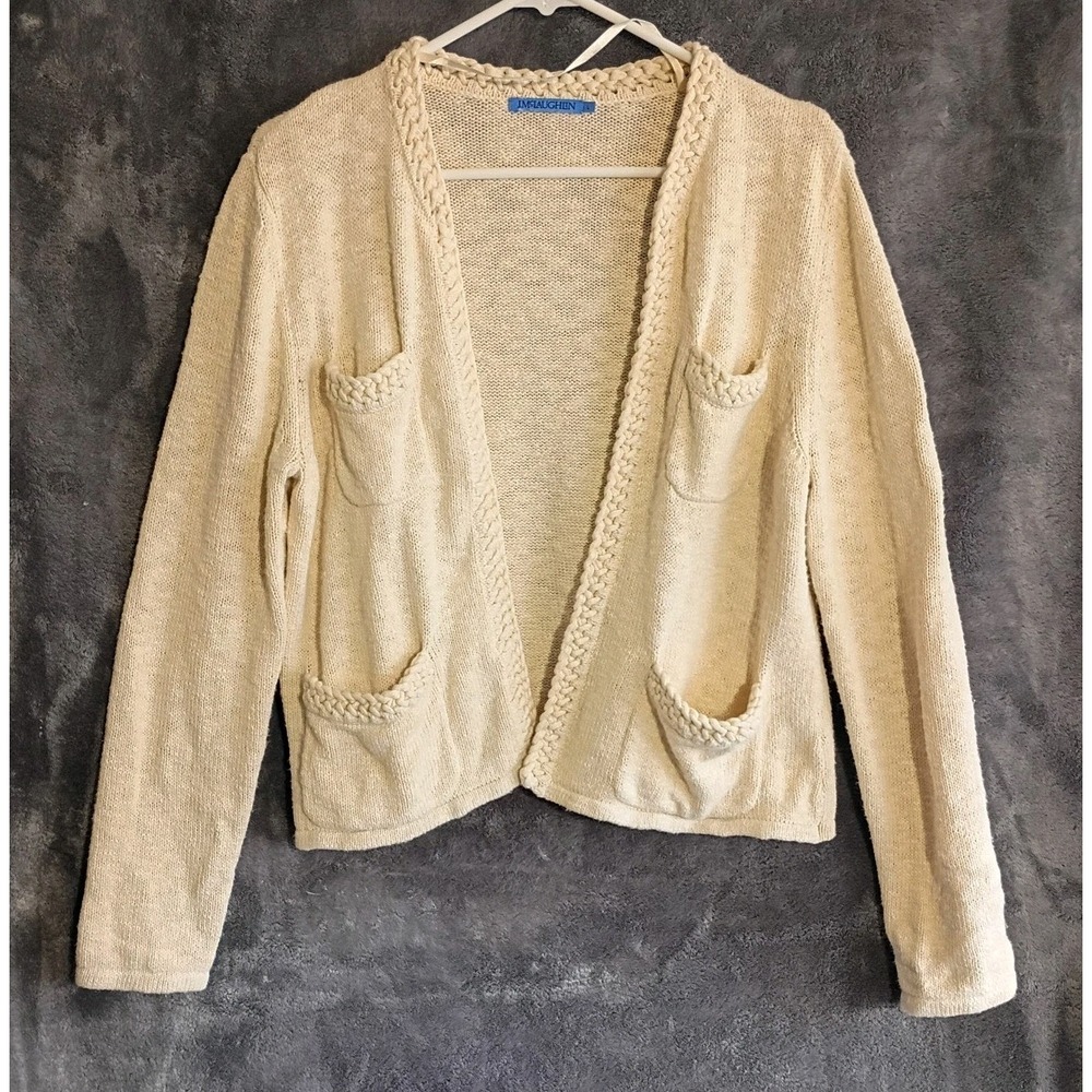 J McLaughlin Knit Open‎ Cardigan Cream Women's Sz L